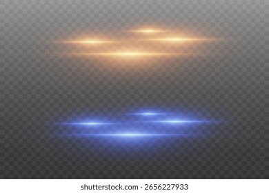 Efectos de luz láser y flash láser. Sobre un fondo transparente