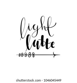 light latte lettering with arrow