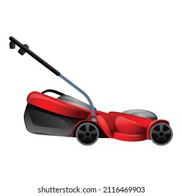 Light lawn mower icon cartoon vector. Power motor. Garden cutter