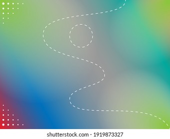 Light leak background with dominant light blue green color gradation and wavy dotted line and dots in some parts