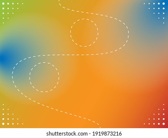 Light leak background with dominant color shades of orange red blue and wavy dotted lines and dots in some parts
