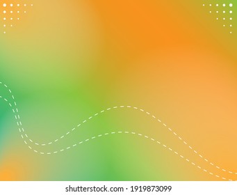 hellunscharfer Hintergrund mit dominanter hellgrüner orangefarbener Farbkorrektur und gewölbten gestrichenen Linien und Punkten in einigen Teilen