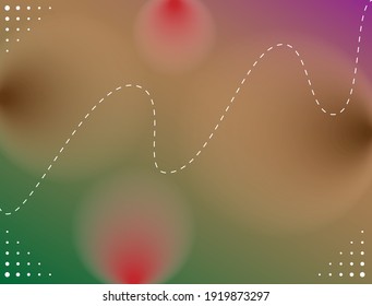 Light leak background with dominant green purple color gradation and wavy dotted lines and dots in some parts