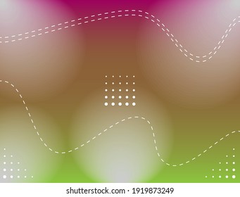 Fondo de filtración luminosa con una gradación dominante de color verde rosa y líneas punteadas onduladas y puntos en algunas partes