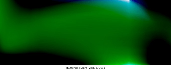 Light leak background. Green lens flair filter gradation effect. Liquid gradient banner. Vector bokeh overlay. Abstract underwater filmography background. Wide vintage photo camera film backdrop