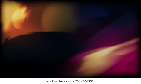 Efeito de vazamentos de luz. Plano de fundo da sobreposição de filme antigo. Exacerbação da lente do arco-íris, poeira da película da câmera, textura do grão. Filme retrô angustiado, foto queimar bg. Ilustração vetorial