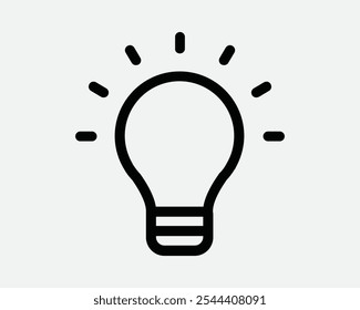Ideia da lâmpada de lâmpada de luz Brilho elétrica brilhante LED energia redonda criatividade do fóton criativo inovar sinal ícone forma linha contorno preto branco vetor