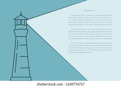 Light of the lighthouse and text frame. Minimal design desktop website.