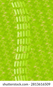 Light lime zest typography background with line decoration parallel line accents and nested semicircle tilework pattern