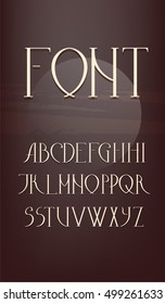 Light line classic uppercase font. A to Z alphabet. Vintage vector typeface for labels, headlines, posters etc.