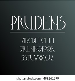 Light line classic uppercase font. A to Z alphabet. Vintage vector typeface for labels, headlines, posters etc.