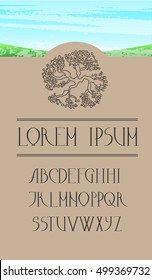 Light line classic uppercase font. A to Z alphabet. Vintage vector typeface for labels, headlines, posters etc.