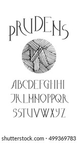 Light line classic uppercase font. A to Z alphabet. Vintage vector typeface for labels, headlines, posters etc.