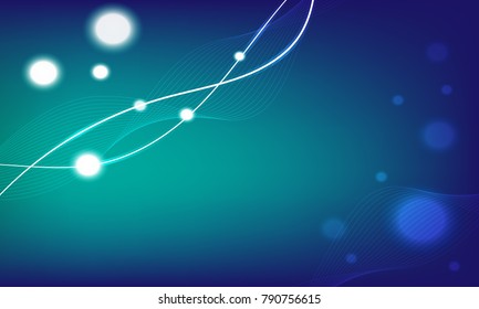 Light line curve and blend atom, molecules water science concept background