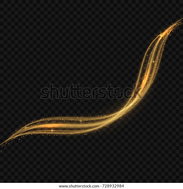 ライトラインの金の旋回効果 透明な背景にマジックスパークルスワールトレイルエフェクト のベクター画像素材 ロイヤリティフリー
