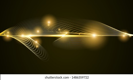 Light line gold swirl or sparkling fire trail effect