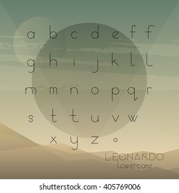 Light line lowercase font. A to Z alphabet.