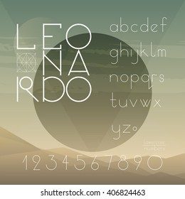 Light line lowercase font. A to Z alphabet, including numbers collection.