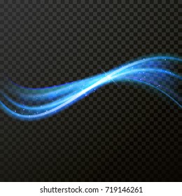 Light line neon swirl effect. Magic sparkle swirl trail effect on transparent background. Bokeh light glitter round blue wave line with sparkling particles. Vector glitter light fire flare trace Light line neon swirl effect. Magic sparkle swirl trail effect on transparent background. Bokeh light glitter round blue wave line with sparkling particles. Vector glitter light fire flare trace