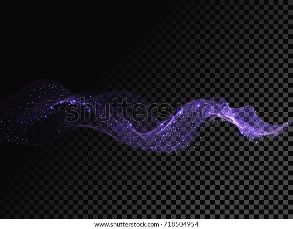 Light line neon swirl effect. Bokeh light
glitter round wave line with sparkling particles. Vector glitter
light mist flare trace. Magic sparkle golden smoke trail effect on
transparent background