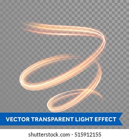 Light line trace effect. Light painting fire flare effect. Glowing fire swirl spiral. Glow luminous glitter shimmer trail. Vector abstract light speed motion effect