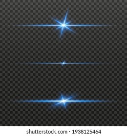 Light lines. Light effect. Beautiful light flares. Lens flares. Luminous sparkling lines. Laser effect. Light rays. Special design of line. Vector illustration. Transparent background. PNG.