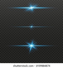 Light lines. Light effect. A little dust. Beautiful light flares. Lens flares. Luminous sparkling lines. Laser effect. Light rays. Special design of line. Vector illustration. Transparent background.