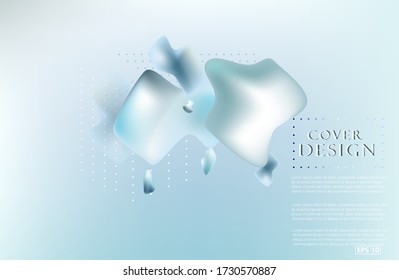 Light liquid background in 3d style. Graphic fluid gradient vector. Creative poster landing page with gradient. Liquid abstract metallic flow.