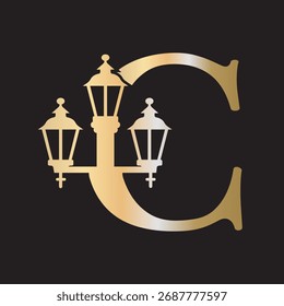 Light Logo combine with letter C vector template