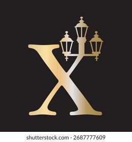 Logotipo claro combinado com modelo de vetor de letra X