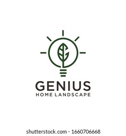 light logo and leaves inside. Home landscape logo.
