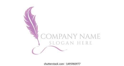 Light logo lettering with image of gradient feather
