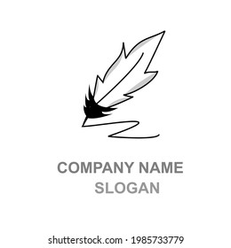Light logo lettering with image of gradient feather