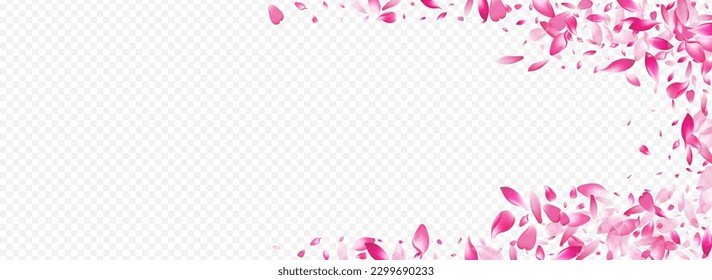 Light Lotus Vector Panoramic Transparent Background. Heart Marriage Card. Apple Romantic Illustration. Bloom Overlay Cover. Color Rosa Realistic Pattern.