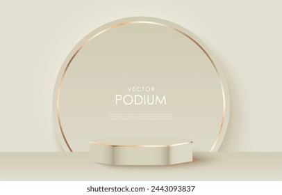 Light luxurious minimalist podium. Podium mockup for product displays, exhibitions, discount banners and presentations. Background for cosmetics, perfumes and jewelry
