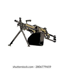 Light machine gun illustration vector design template