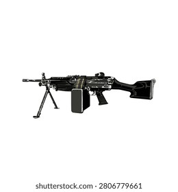 Light machine gun illustration vector design template