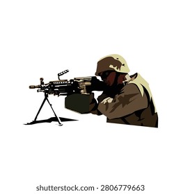 Light machine gun illustration vector design template