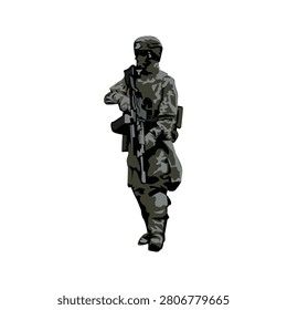 Light machine gun illustration vector design template