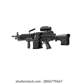 Light machine gun illustration vector design template