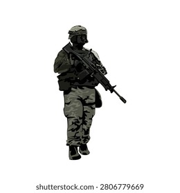 Light machine gun illustration vector design template