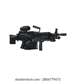 Light machine gun illustration vector design template