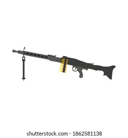 light machine gun war firearm on white background