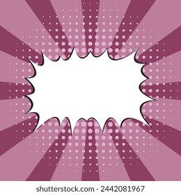 Light MAGENTA Pop art. Comic book style. Abstract explosion. Base for sale banners, advertisment posts, business cards, brochure, social media. Textbox for custom text. Halftone effect. Editable