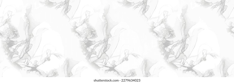 Light Marble Pattern. Grey Water Color Repeat Paint. White Alcohol Ink Background. White Marble Watercolor. Light Elegant Splash. Vector Abstract Painting. Light Gradient Background. Grey Rock Wall.