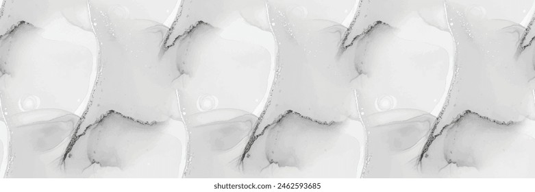 Light Marble Pattern. Vector Abstract Painting. Fluid Vector Ceramic. White Alcohol Ink Splash Stone. Grey Water Color Background. Light Seamless Watercolor. White Tile Paint. Grey Marble Background.