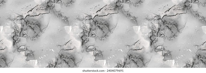 Light Marble Pattern. Vector Seamless Painting. White Alcohol Ink Background. Grey Water Color Marble Wall. White Marble Watercolor. Grey Tile Stone. Light Vector Pattern. Light Abstract Background.