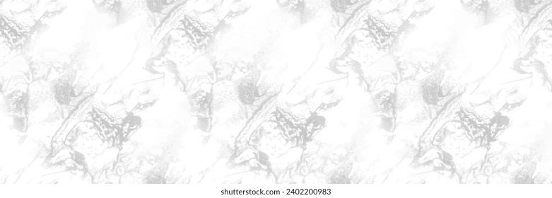 Light Marble Pattern. White Marble Watercolor. Grey Alcohol Ink Watercolor. Light Water Color Splash Paint. Modern Seamless Painting. Fluid Vector Pattern. White Gradient Background. Grey Rock Wall.