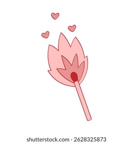 Light match in coquette style. Flat vector illustration isolated on white background.