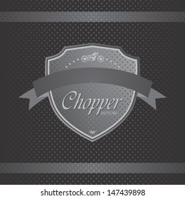 light metal theme chopper motorcycle old style label